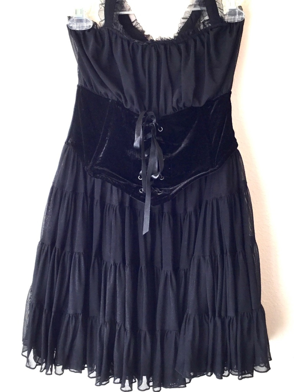 Killstar Skyescraper Burlesque Dress Black Size Medium Velvet Lace Up Gothic
